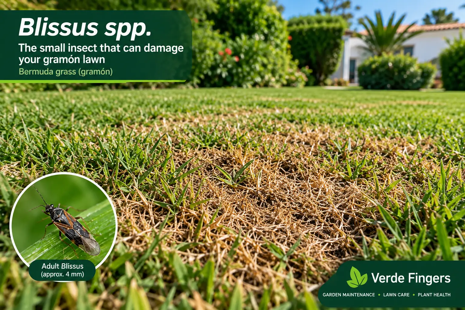Blissus Damage on Gramón Lawn in Andalucía